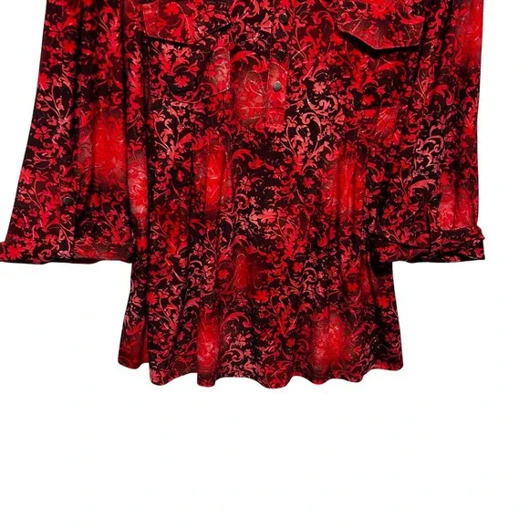 Verarose Women Blouse XL Red Black Sheer Floral Gothic Fairygrunge Romantic - Picture 6 of 9